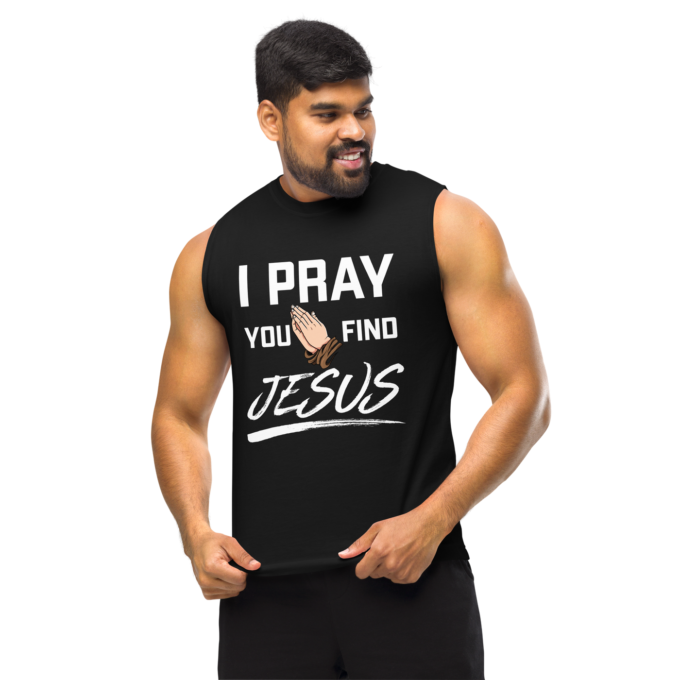 I Pray Muscle Shirt (unisex, dark)